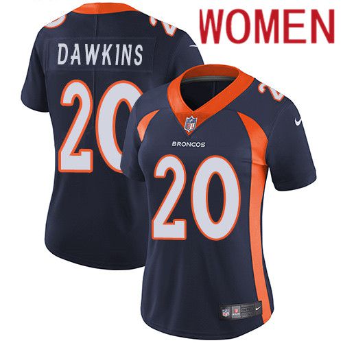 Women Denver Broncos 20 Brian Dawkins Navy Blue Nike Vapor Limited NFL Jersey